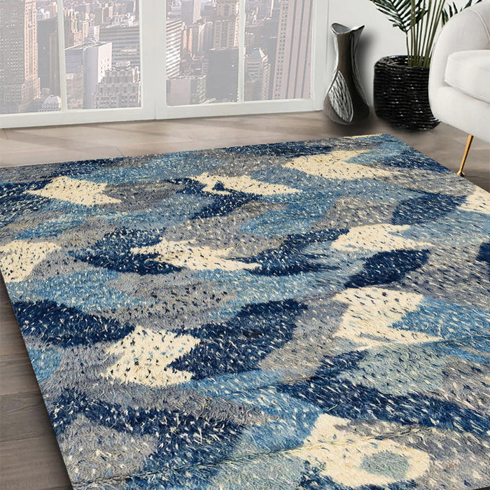 Machine Washable Abstract Cloud Gray Rug in a Family Room, wshabs2548