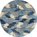 Round Machine Washable Abstract Cloud Gray Rug, wshabs2548