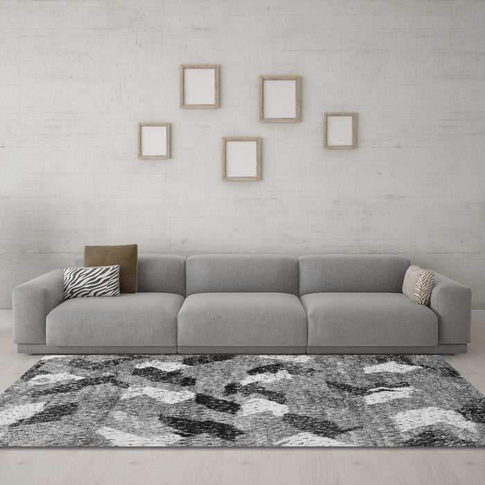 Machine Washable Abstract Gray Modern Rug in a Living Room,, wshabs2548gry