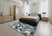 Machine Washable Abstract Cloud Gray Rug in a Bedroom, wshabs2548