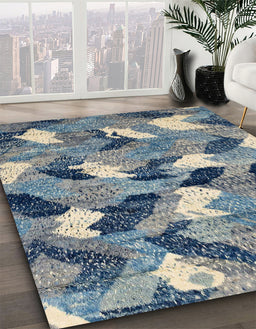 Abstract Cloud Gray Modern Rug in Family Room, abs2548