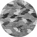 Round Machine Washable Abstract Gray Modern Rug, wshabs2548gry