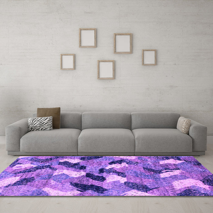Machine Washable Abstract Purple Modern Area Rugs in a Living Room, wshabs2548pur