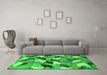 Machine Washable Abstract Green Modern Area Rugs in a Living Room,, wshabs2548grn