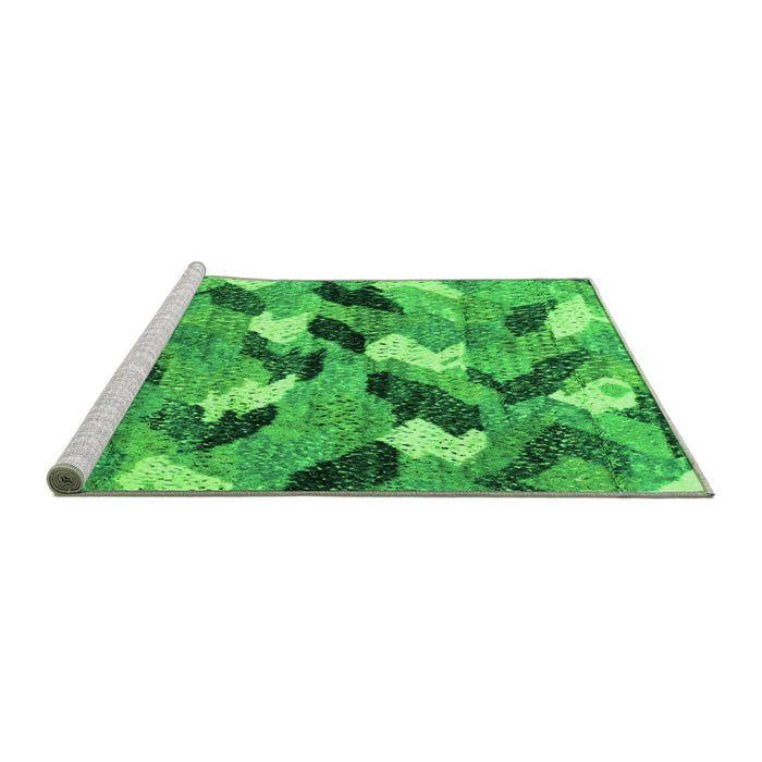 Sideview of Machine Washable Abstract Green Modern Area Rugs, wshabs2548grn