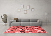 Machine Washable Abstract Red Modern Rug, wshabs2548red