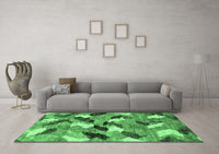 Machine Washable Abstract Emerald Green Modern Rug, wshabs2548emgrn