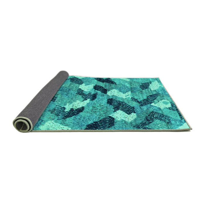 Sideview of Abstract Turquoise Modern Rug, abs2548turq