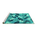 Sideview of Machine Washable Abstract Turquoise Modern Area Rugs, wshabs2548turq