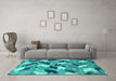 Machine Washable Abstract Turquoise Modern Area Rugs in a Living Room,, wshabs2548turq