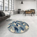 Round Machine Washable Abstract Cloud Gray Rug in a Office, wshabs2548