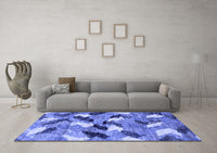 Machine Washable Abstract Blue Modern Rug, wshabs2548blu