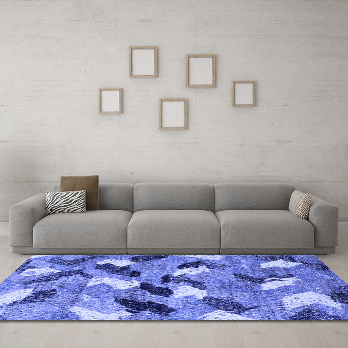 Machine Washable Abstract Blue Modern Rug in a Living Room, wshabs2548blu