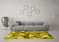 Machine Washable Abstract Yellow Modern Rug, wshabs2548yw