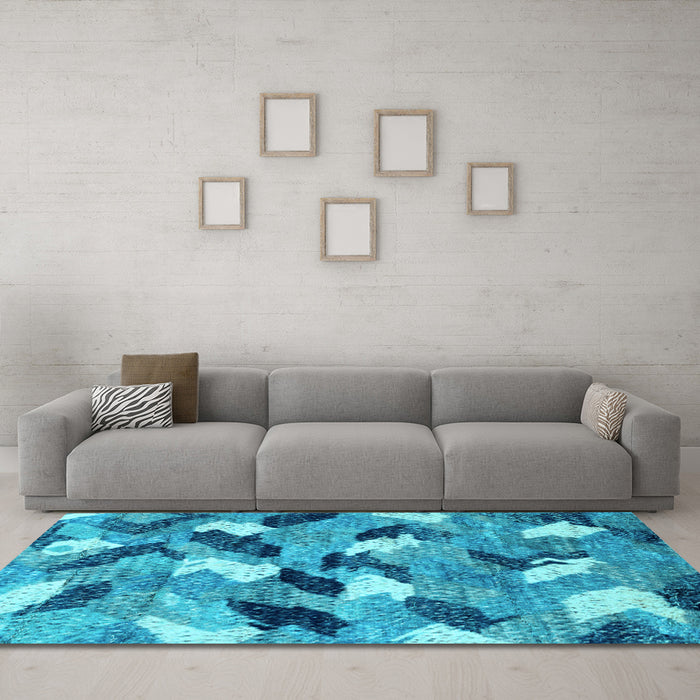 Machine Washable Abstract Light Blue Modern Rug in a Living Room, wshabs2548lblu