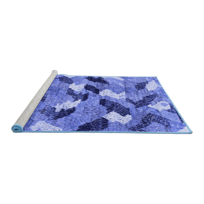 Sideview of Machine Washable Abstract Blue Modern Rug, wshabs2548blu