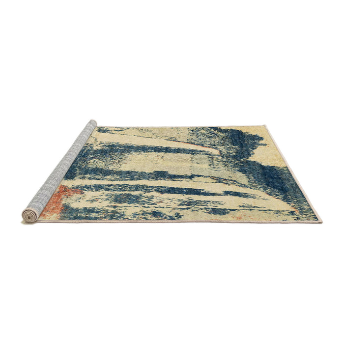 Sideview of Machine Washable Abstract Brown Gold Rug, wshabs2549