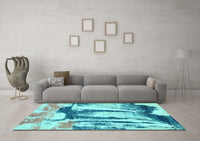 Machine Washable Abstract Light Blue Modern Rug, wshabs2549lblu