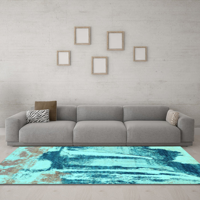 Machine Washable Abstract Light Blue Modern Rug in a Living Room, wshabs2549lblu