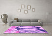 Machine Washable Abstract Purple Modern Area Rugs in a Living Room, wshabs2549pur