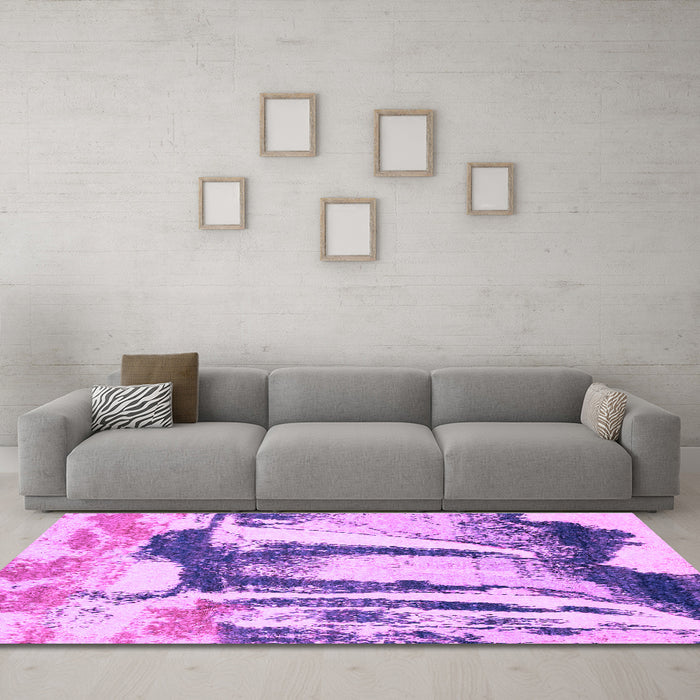 Machine Washable Abstract Purple Modern Area Rugs in a Living Room, wshabs2549pur