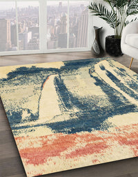 Abstract Brown Gold Modern Rug, abs2549