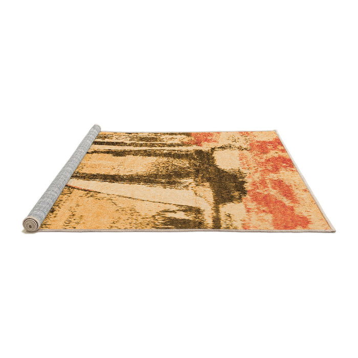 Sideview of Machine Washable Abstract Orange Modern Area Rugs, wshabs2549org
