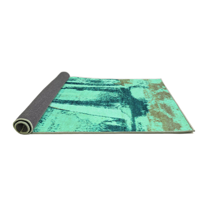 Sideview of Abstract Turquoise Modern Rug, abs2549turq