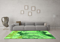 Machine Washable Abstract Green Modern Rug, wshabs2549grn