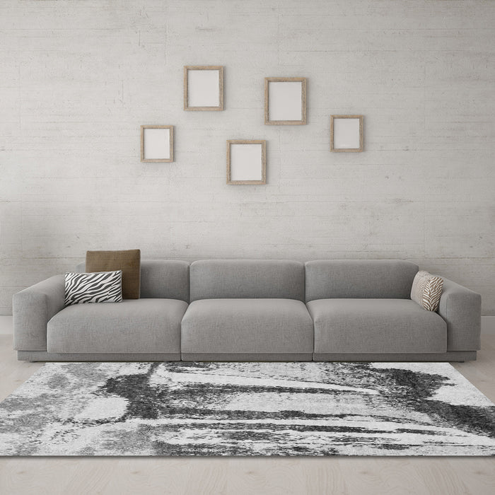 Machine Washable Abstract Gray Modern Rug in a Living Room,, wshabs2549gry