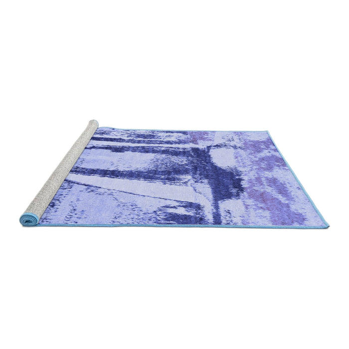 Sideview of Machine Washable Abstract Blue Modern Rug, wshabs2549blu