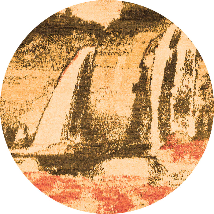 Round Abstract Orange Modern Rug, abs2549org