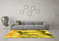 Machine Washable Abstract Yellow Modern Rug, wshabs2549yw