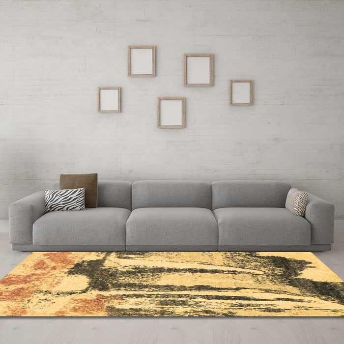 Machine Washable Abstract Brown Modern Rug in a Living Room,, wshabs2549brn