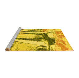 Sideview of Machine Washable Abstract Yellow Modern Rug, wshabs2549yw