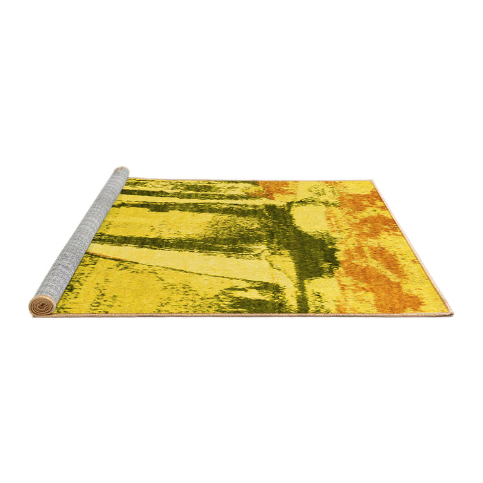 Sideview of Machine Washable Abstract Yellow Modern Rug, wshabs2549yw