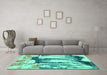 Machine Washable Abstract Turquoise Modern Area Rugs in a Living Room,, wshabs2549turq