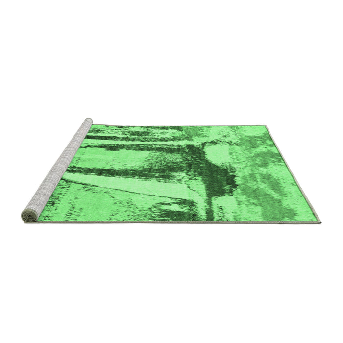 Sideview of Machine Washable Abstract Emerald Green Modern Area Rugs, wshabs2549emgrn