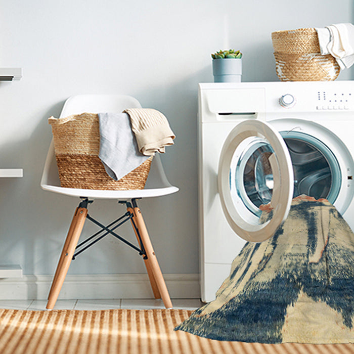 Machine Washable Abstract Brown Gold Rug in a Washing Machine, wshabs2549