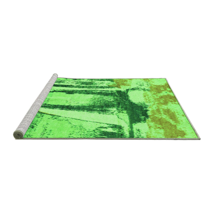 Sideview of Machine Washable Abstract Green Modern Area Rugs, wshabs2549grn