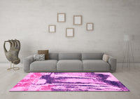 Machine Washable Abstract Pink Modern Rug, wshabs2549pnk