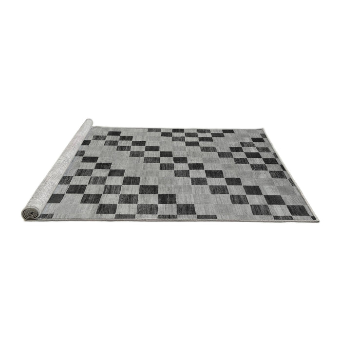 Sideview of Machine Washable Checkered Gray Modern Rug, wshabs254gry