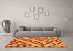 Machine Washable Checkered Orange Modern Area Rugs in a Living Room, wshabs254org