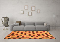 Machine Washable Checkered Orange Modern Rug, wshabs254org