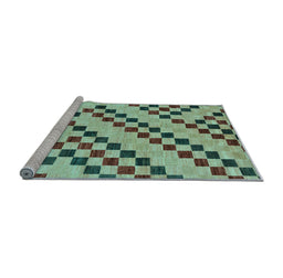 Sideview of Machine Washable Checkered Light Blue Modern Rug, wshabs254lblu