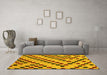 Machine Washable Checkered Yellow Modern Rug in a Living Room, wshabs254yw