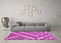 Machine Washable Checkered Purple Modern Rug, wshabs254pur