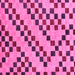 Square Machine Washable Checkered Pink Modern Rug, wshabs254pnk