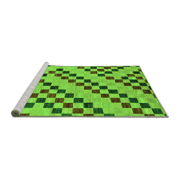 Sideview of Machine Washable Checkered Green Modern Area Rugs, wshabs254grn