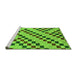 Sideview of Machine Washable Checkered Green Modern Area Rugs, wshabs254grn